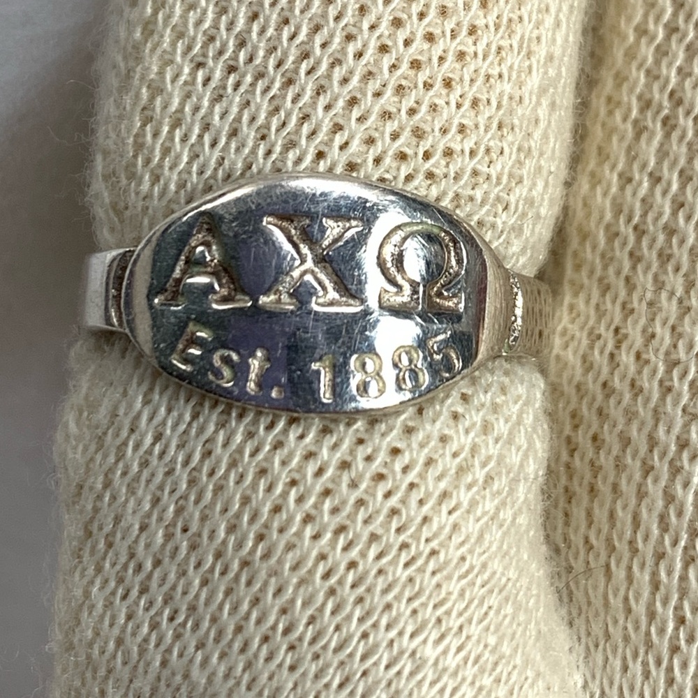 Alpha Chi Omega 1885 Sorority Silver Ring Size 7 Vintage